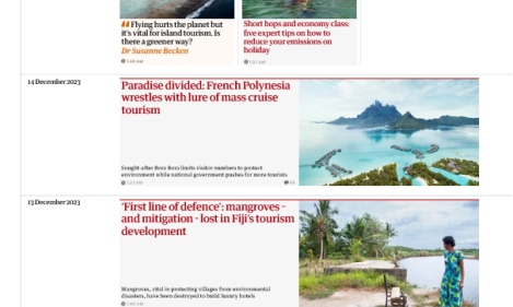 The price of paradise? - series of articles by The Guardian